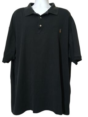 Polo Ralph Lauren Soft Cotton Shirt 4XLT Solid Black Short Sleeves Pony Logo